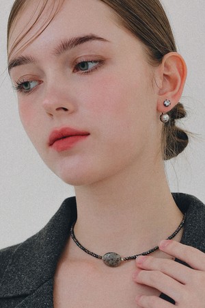 헤마타이트 원석 실버 목걸이 N01242