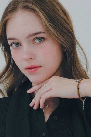 호안석 칩 크로스 펜던트 실버 팔찌 B01074