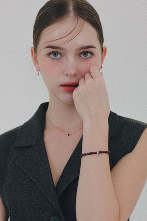 가넷 원석 실버 크로스 팔찌 B01060