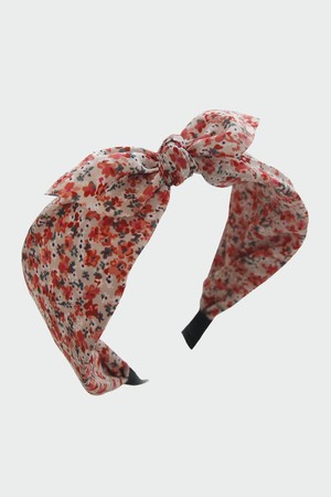 레트로 플라워 패브릭 리본 헤어밴드 H01565