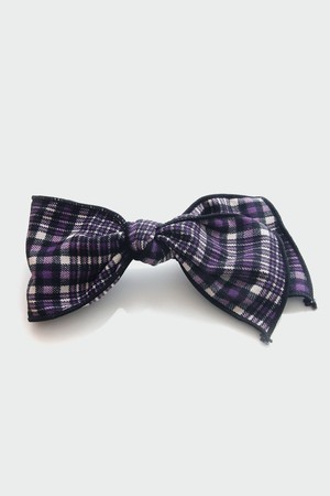 레트로 체크 패브릭 리본 자동핀 H01568