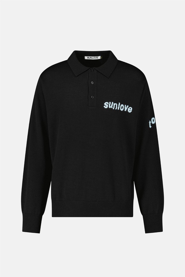 SUNLOVE - 스웨터 - Tour Knit Polo Black