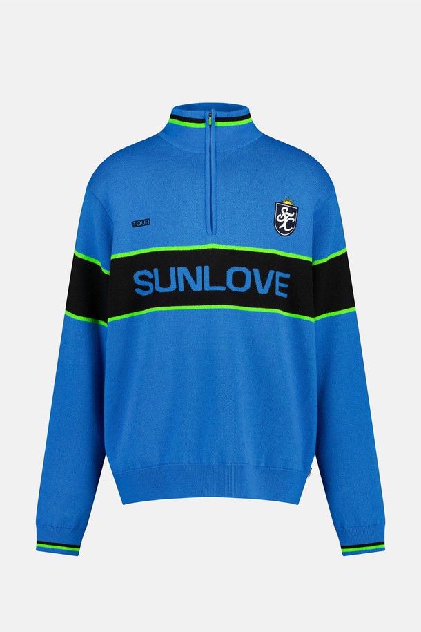 SUNLOVE - 스웨터 - Wind Block Knit Pullover Blue