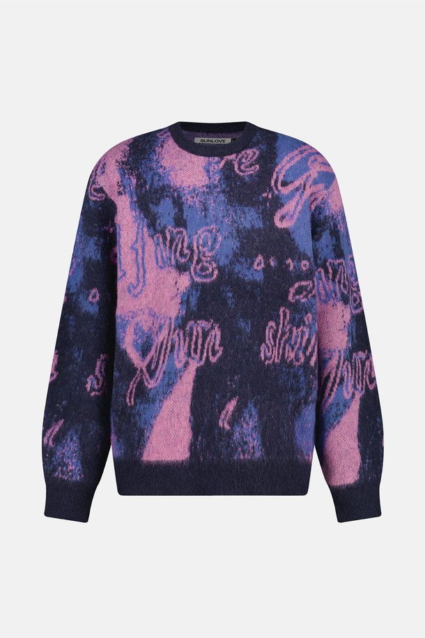 SUNLOVE - 스웨터 - Faded Knit Sweater Purple