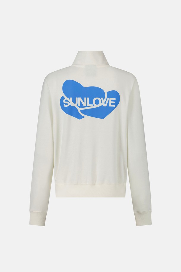 SUNLOVE - 스웻셔츠 - W Heart Half Zip Sweatshirt Ivory