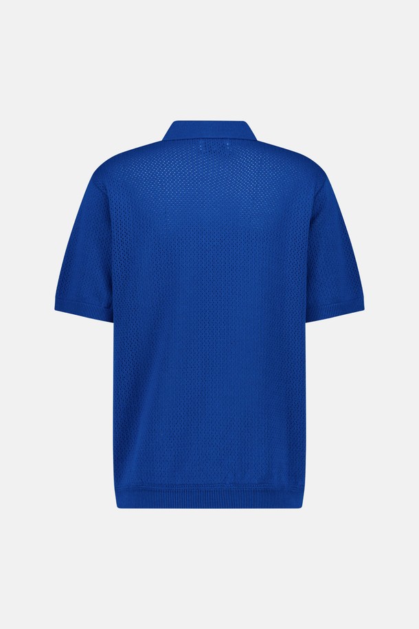 SUNLOVE - 스웨터 - Crochet Knit Polo Blue