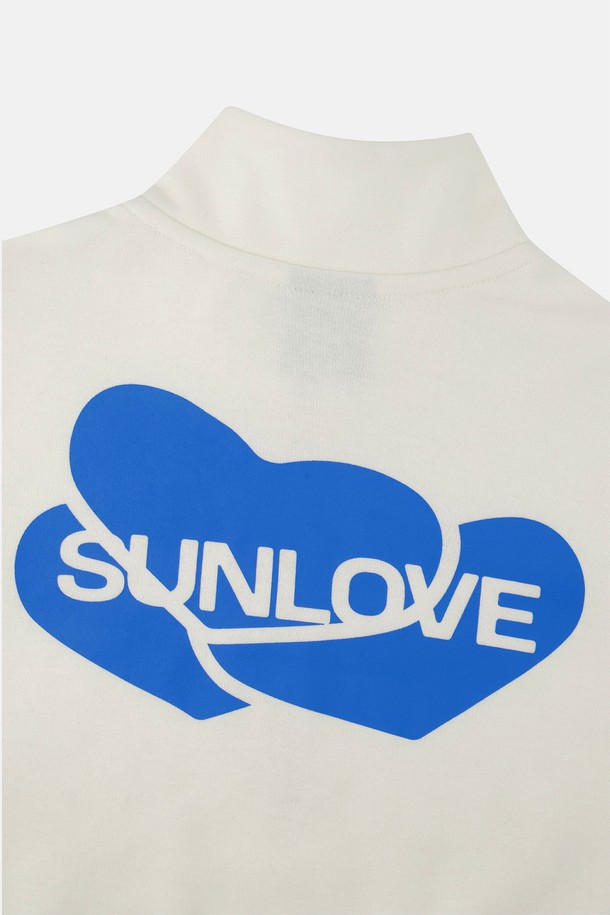 SUNLOVE - 스웻셔츠 - W Heart Half Zip Sweatshirt Ivory