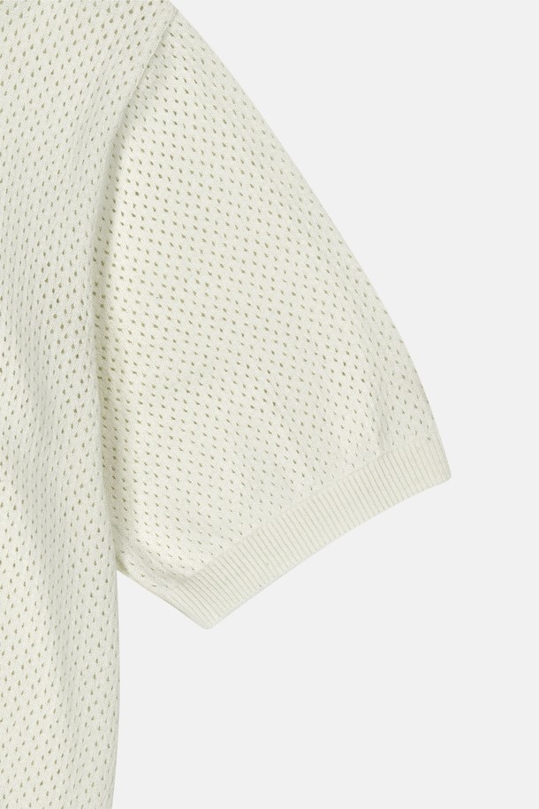 SUNLOVE - 스웨터 - Crochet Knit Polo Ivory