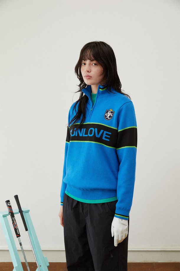 SUNLOVE - 스웨터 - Wind Block Knit Pullover Blue