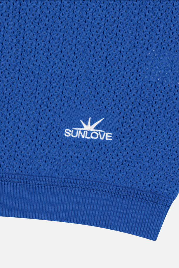 SUNLOVE - 스웨터 - Crochet Knit Polo Blue