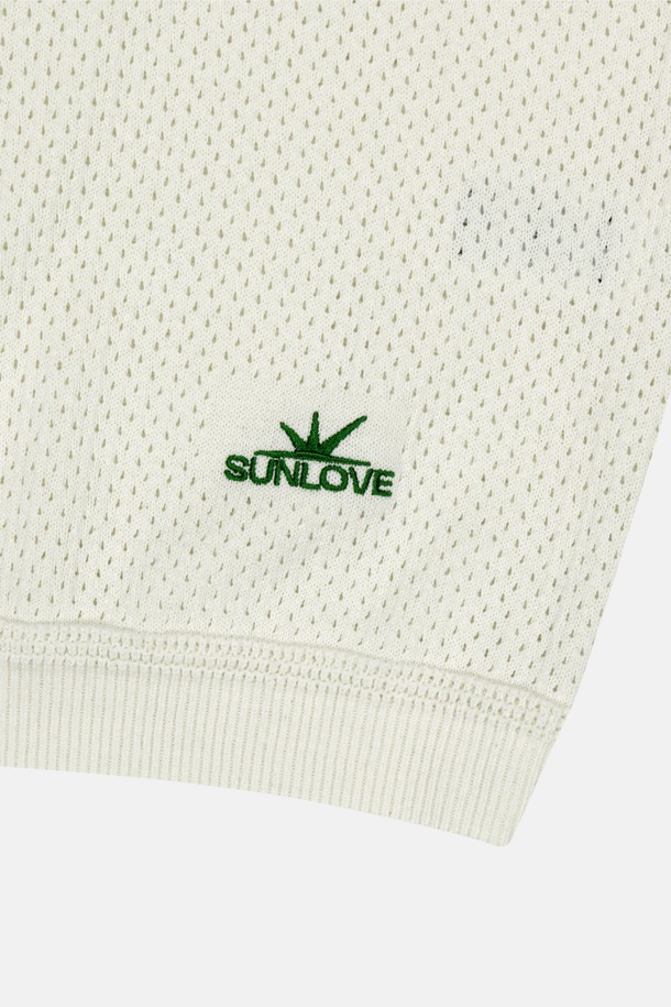 SUNLOVE - 스웨터 - Crochet Knit Polo Ivory