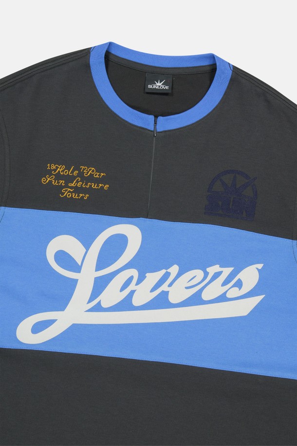 SUNLOVE - 반팔티셔츠 - Lovers Half Zip Tee Charcoal