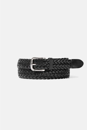 Braided Leather Belt Black