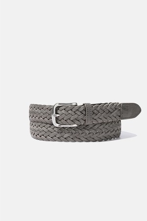 Braided Leather Belt Grey