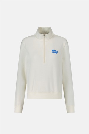 W Heart Half Zip Sweatshirt Ivory