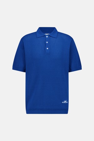 Crochet Knit Polo Blue