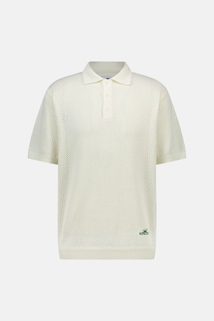 Crochet Knit Polo Ivory