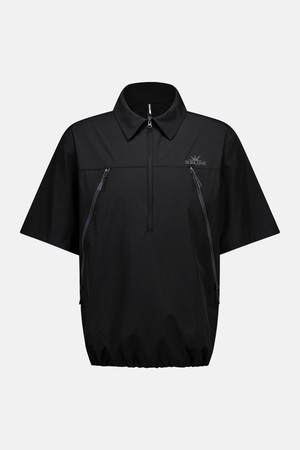 Active Half Zip Woven Polo Black