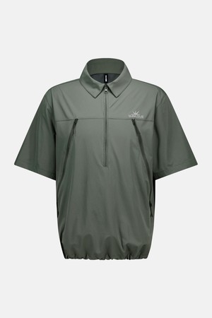 Active Half Zip Woven Polo Khaki