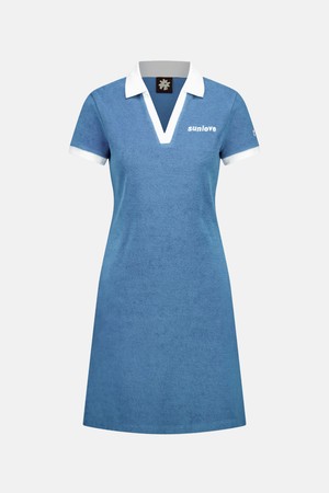 Terry Cloth Polo Dress Blue