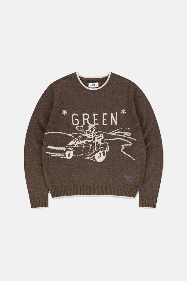 SUNLOVE - 스웨터 - GREEN Knit Sweater Brown