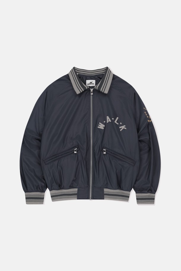 SUNLOVE - 블루종/점퍼 - Walk Varsity Jacket Navy