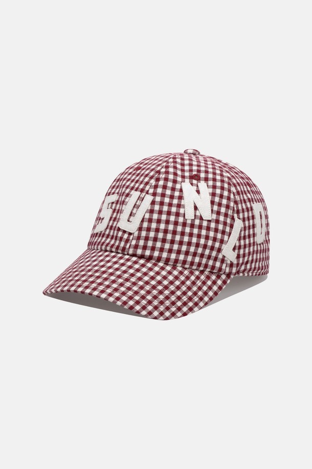 SUNLOVE - 모자 - Staccato Cap Wine Gingham