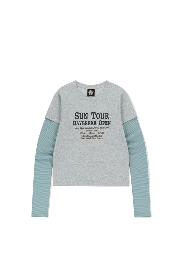 SUNLOVE - 긴소매 티셔츠 - W SUN TOUR Layered L/S Tee Heather Grey