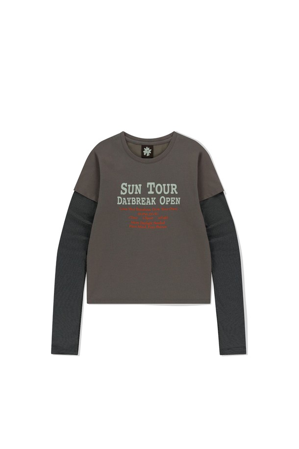 SUNLOVE - 긴소매 티셔츠 - W SUN TOUR Layered L/S Tee Taupe