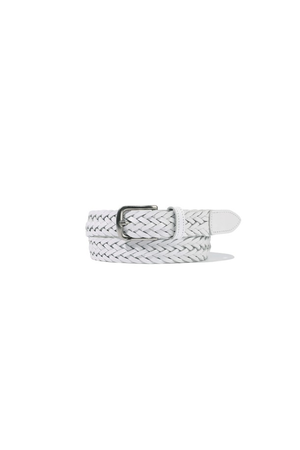 SUNLOVE - 벨트 - Braided Leather Belt White