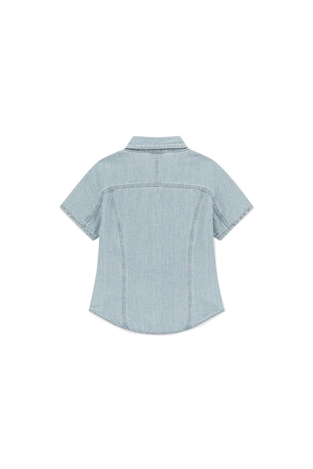 SUNLOVE - 반소매 티셔츠 - W Wave Aero Denim Shirts Light Blue