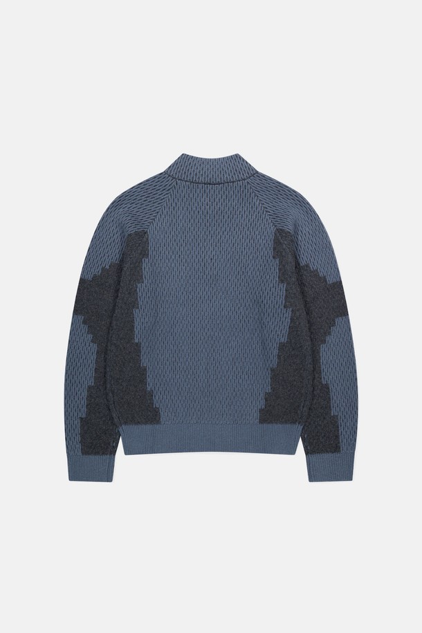 SUNLOVE - 스웨터 - Airwool Half Zip Knit Pullover Blue