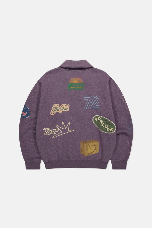 SUNLOVE - 스웨트셔츠 - T Collar Half ZIp Sweatshirt Purple