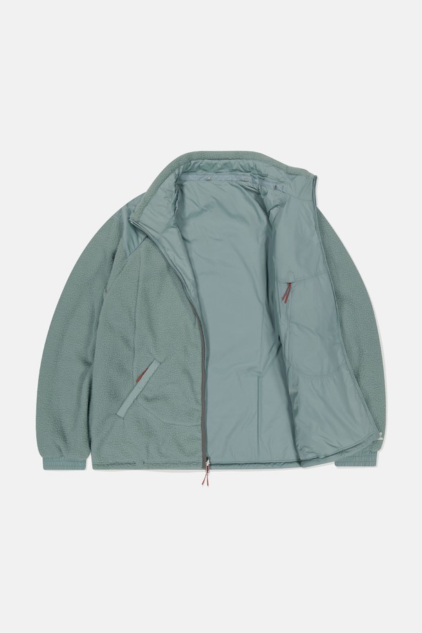 SUNLOVE - 블루종/점퍼 - Reversible Pile Fleece Jacket Light Teal