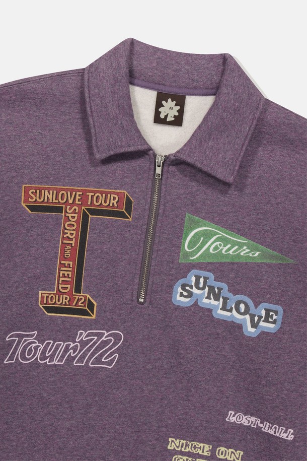 SUNLOVE - 스웨트셔츠 - T Collar Half ZIp Sweatshirt Purple