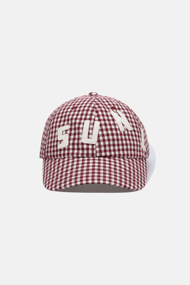 SUNLOVE - 모자 - Staccato Cap Wine Gingham