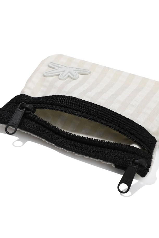 SUNLOVE - 지갑 - Zip Card Pouch Ivory Grid