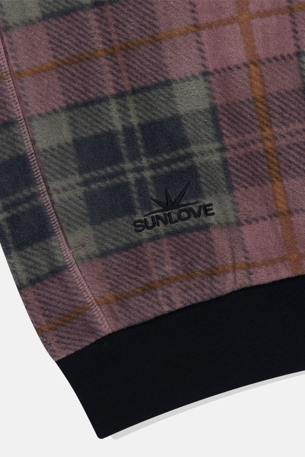 SUNLOVE - 긴팔티셔츠 - Plaid Player Fleece Pullover Pink