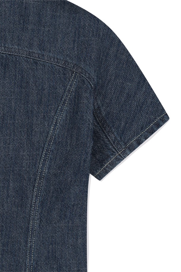 SUNLOVE - 반팔티셔츠 - W Wave Aero Denim Shirts Dark Blue