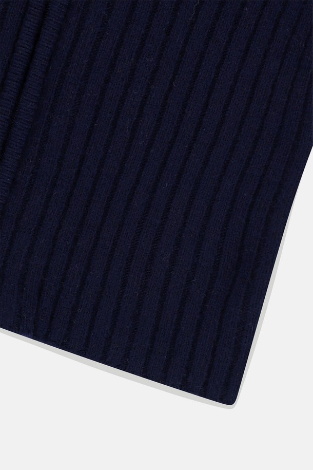 SUNLOVE - 가디건 - W Striped Full Zip Knit Cardigan Navy