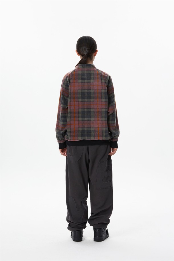 SUNLOVE - 긴팔티셔츠 - Plaid Player Fleece Pullover Pink