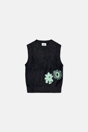 W Cali Shaggy Knit Vest Black