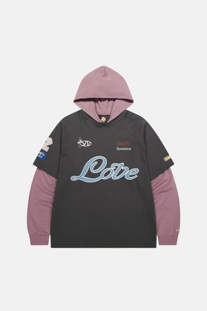 Team Layered Hooded Tee Charcoal