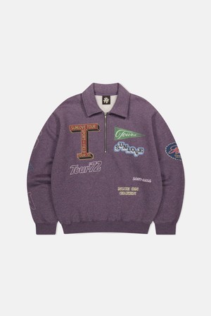 T Collar Half ZIp Sweatshirt Purple