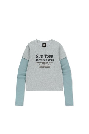 W SUN TOUR Layered L/S Tee Heather Grey