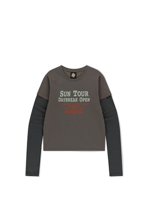 W SUN TOUR Layered L/S Tee Taupe