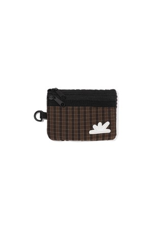 Zip Card Pouch Brown Grid