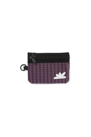 Zip Card Pouch Purple Grid