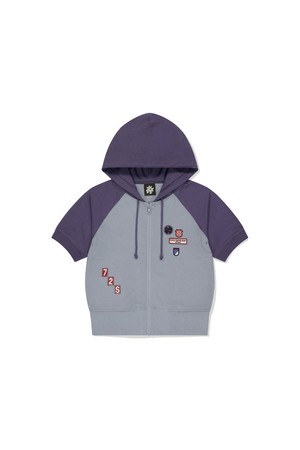 W Patch S/S Zip Up Hoodie Grey