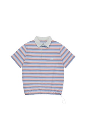 Striped Caddie Polo Pink